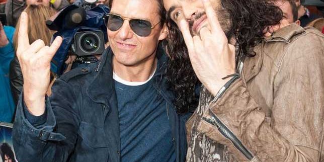 Illuminati symbols Tom Cruise and Russell Brand devils horns