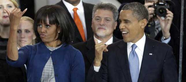 Michelle and Barack Obama Devil’s Horns - Illuminati Symbols