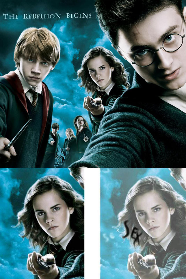 Theatrical poster for Harry Potter and the Order of the Phoenix - Word ‘sex’ hidden in hair